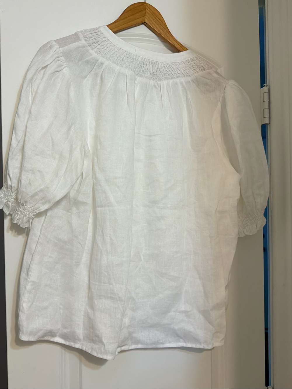 Boden white smocked linen blouse - Picture 2 of 3
